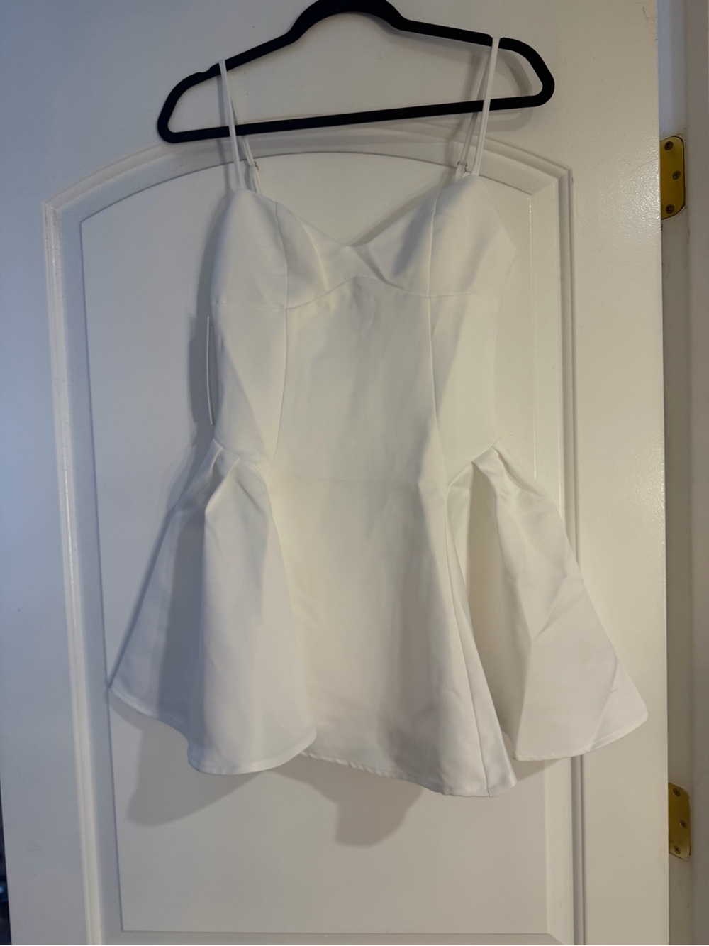 Princess Polly White Spaghetti Strap Mini Peplum Dress